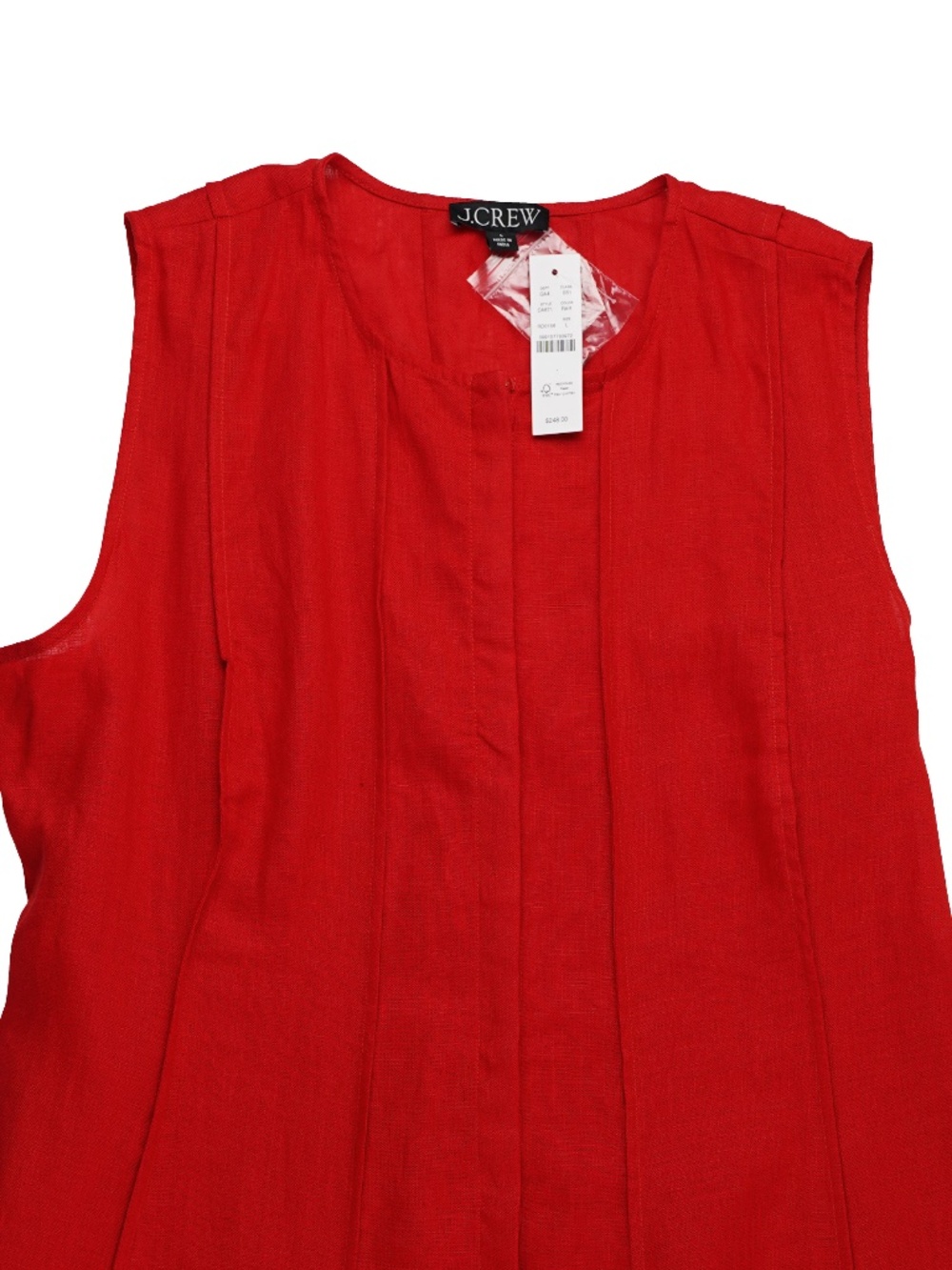 New JCREW Size L Seamed Linen Dress in Red $248 CA671 - Picture 6 of 7